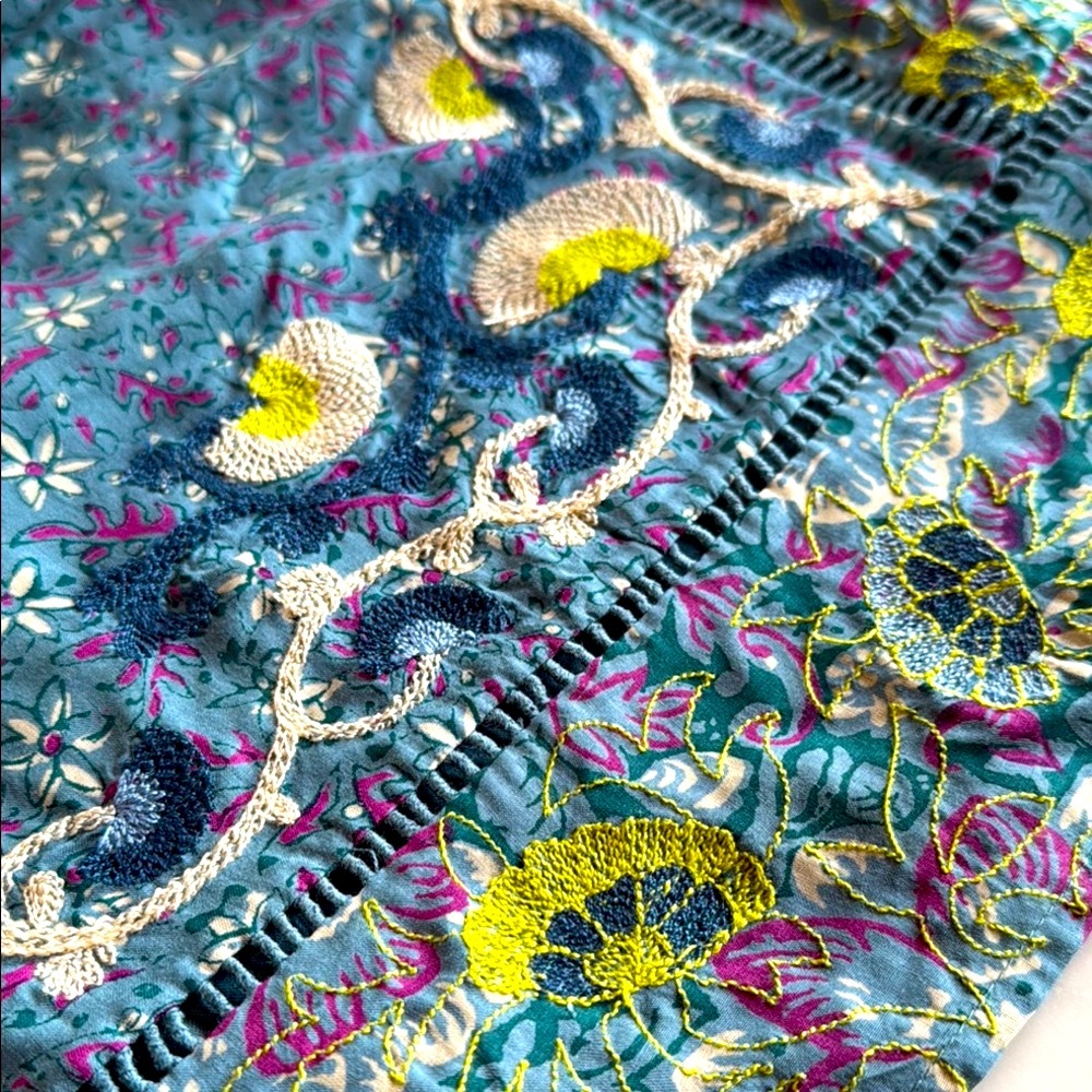 Anthropologie Boho Floral Embroidered Tank Top - Size 12 - Picture 7 of 16